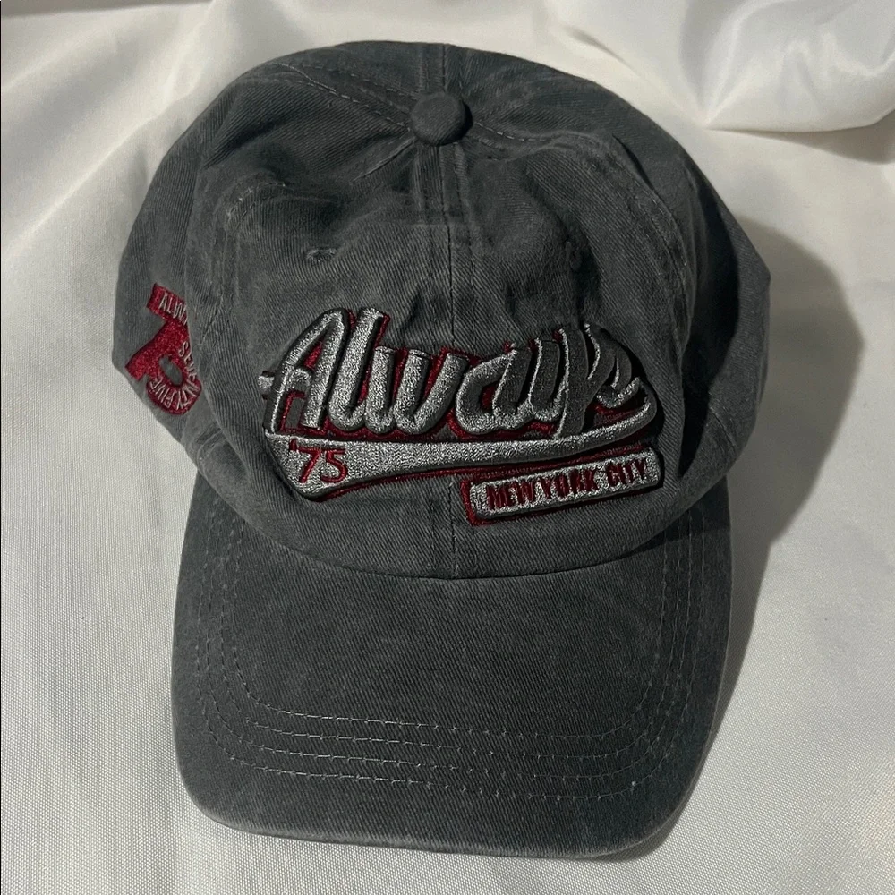Gray and Red Embroidered Cap‎